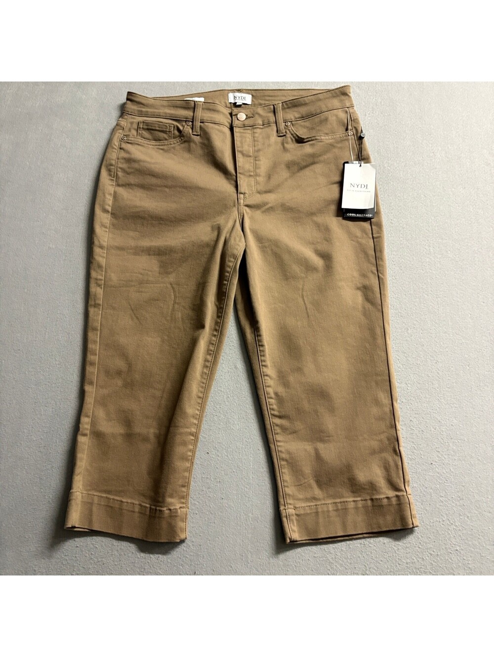 NYDJ Marilyn Capri Pants Womens 12 Brown Cool Embrace Lift Tuck Crop NWT